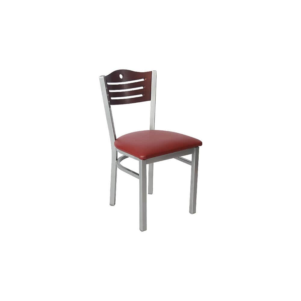 Slatted metal dining chair
