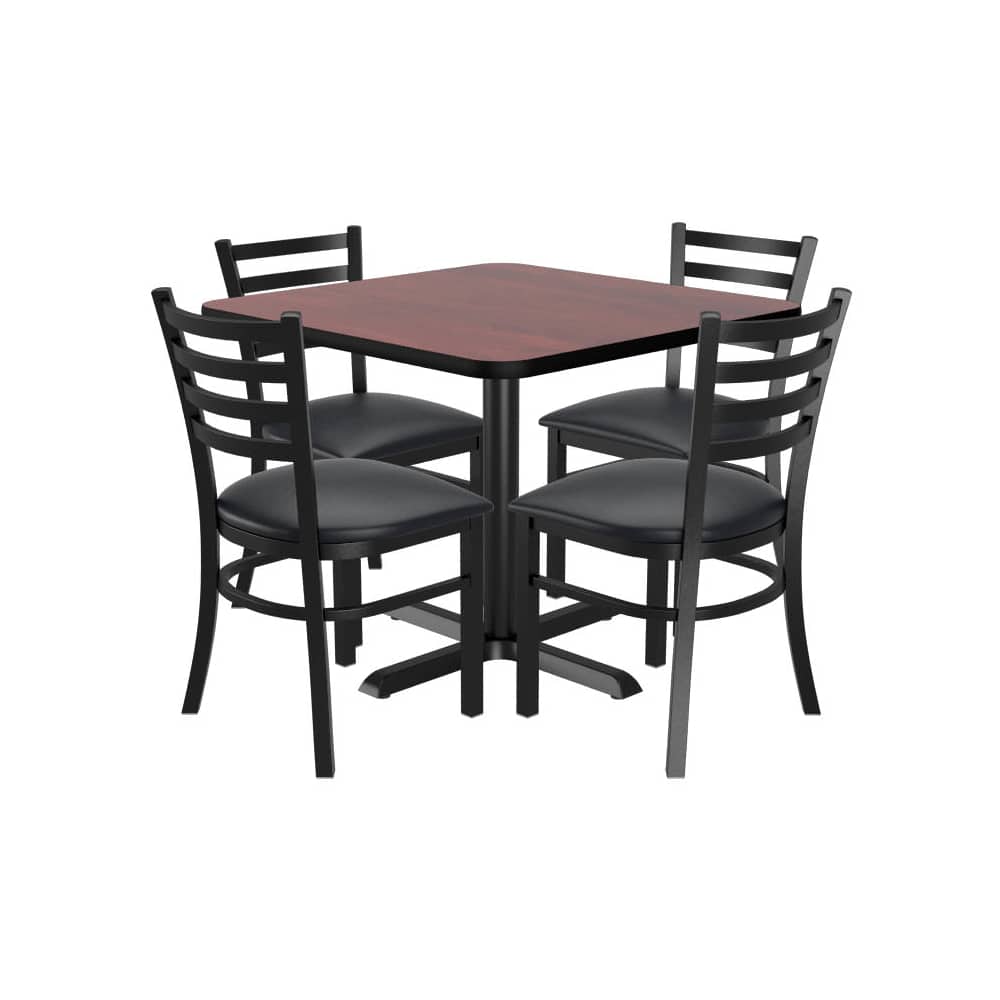 Ladder back square metal dining chair set