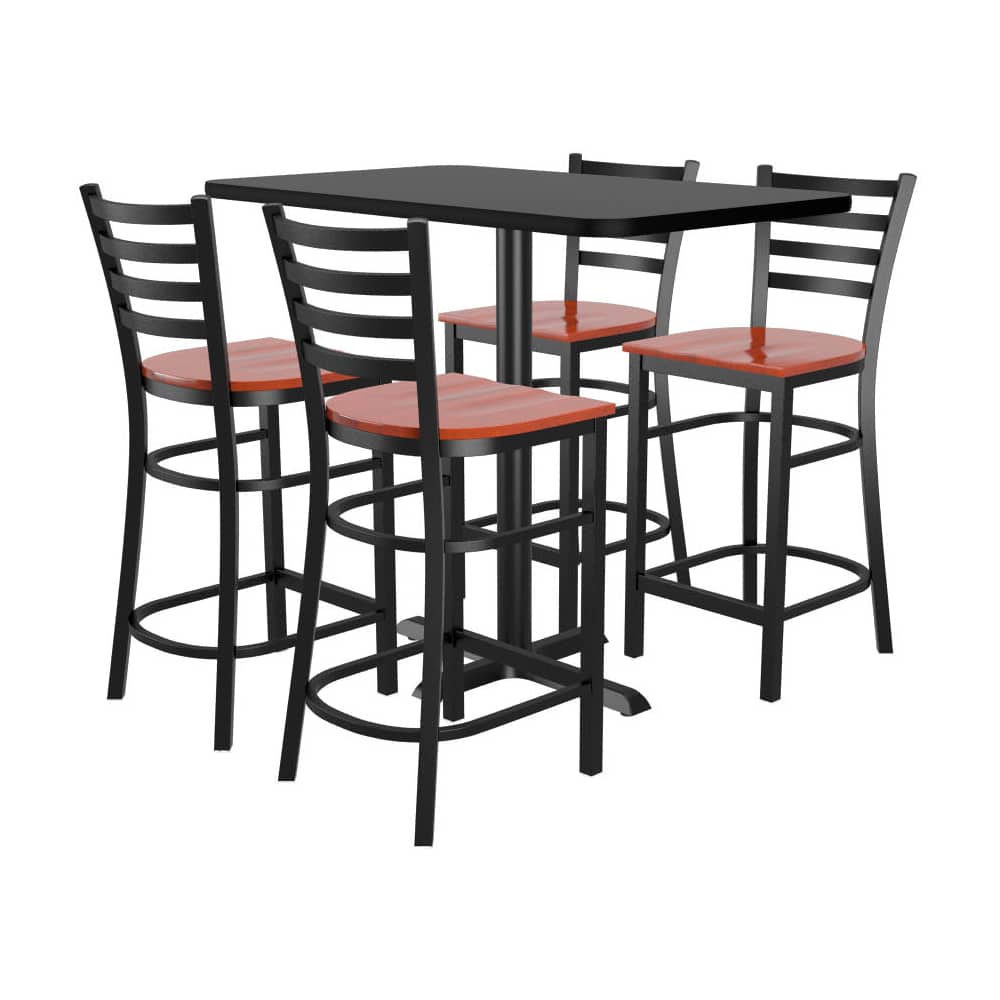 Ladder back metal bar stool set