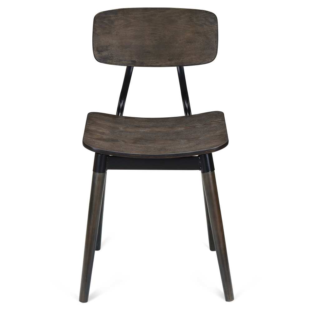 Slatted metal dining chair