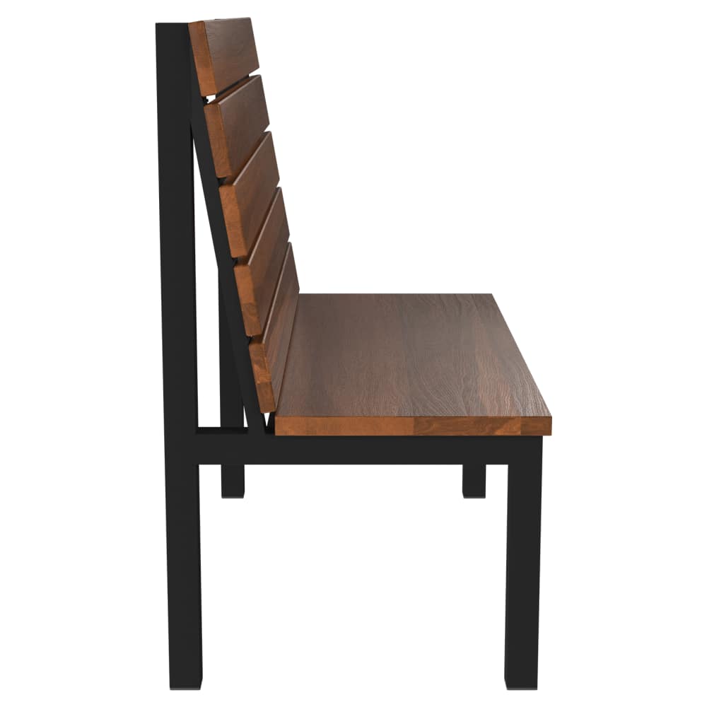 Slatted metal booth seating