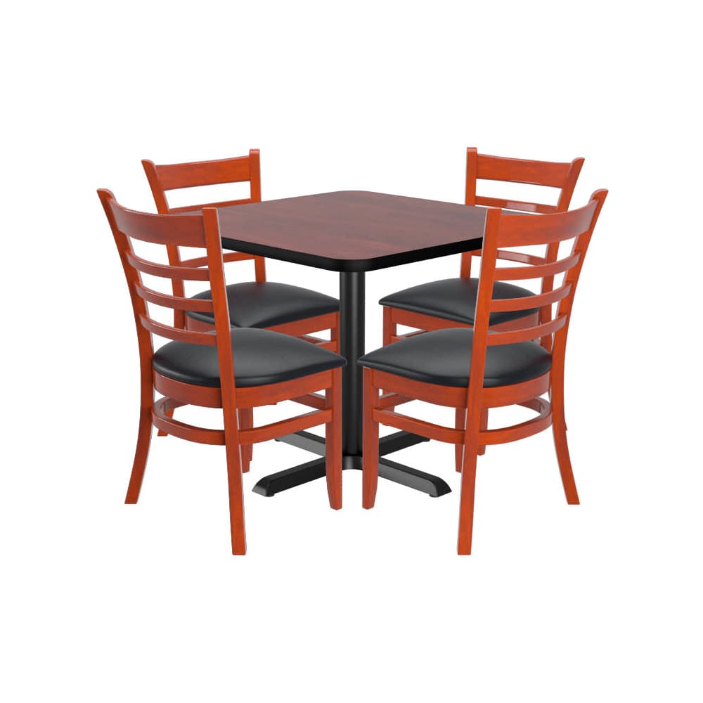Ladder back square wood dining chair set