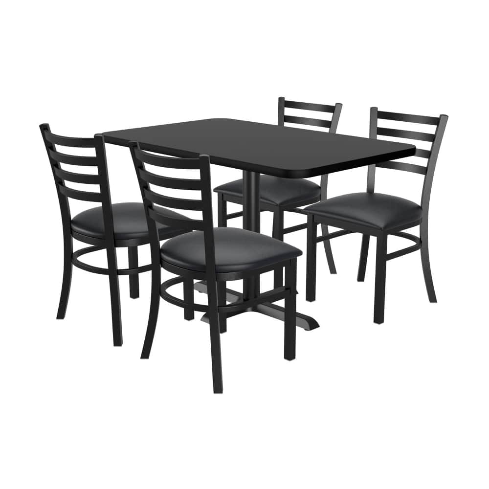 Ladder back rectangular metal dining chair set
