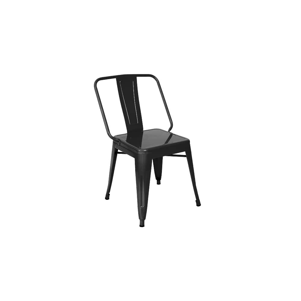 Extra Wide Bistro-Style Metal Chair in Black Finish