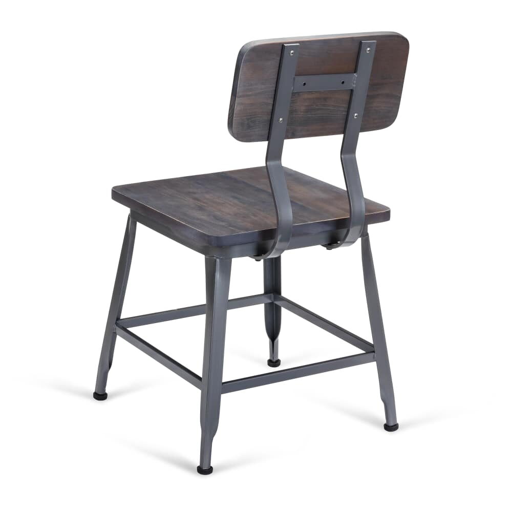 Massello Dark Gray Metal Chair with Wood Back