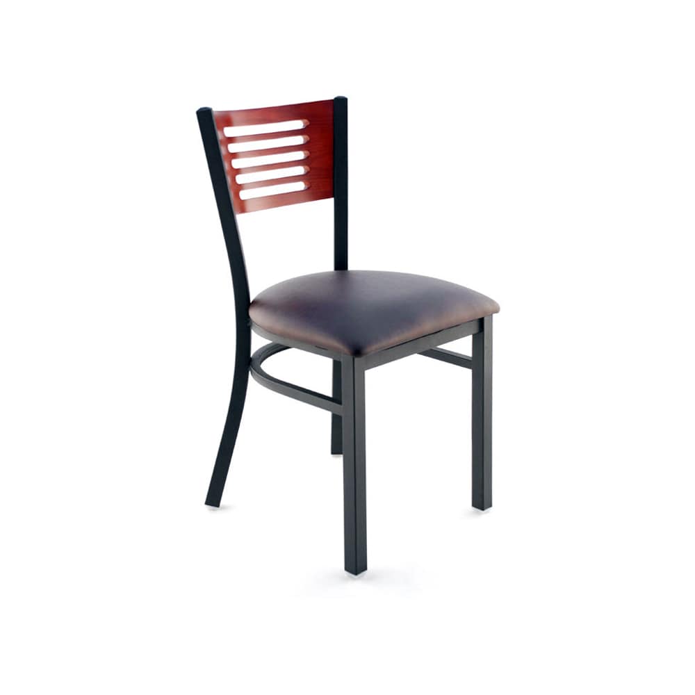 Slatted metal dining chair