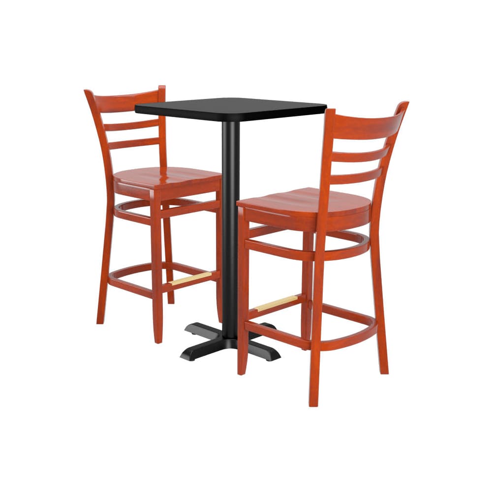 Ladder back square wood bar stool