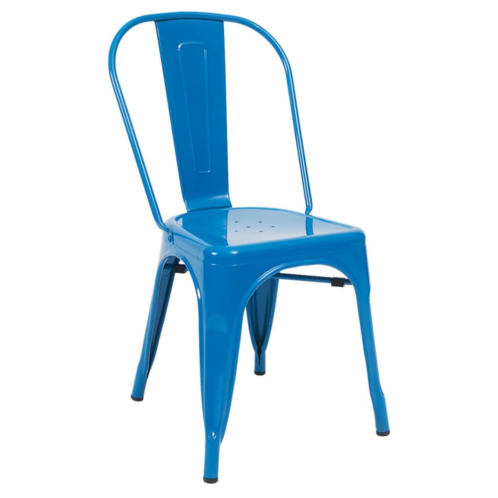 Bistro-Style Metal Chair in Blue Finish