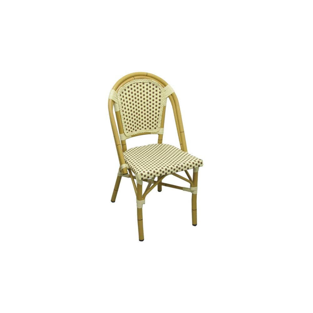 Aluminum Bamboo Patio Chair with Brown and White Rattan
