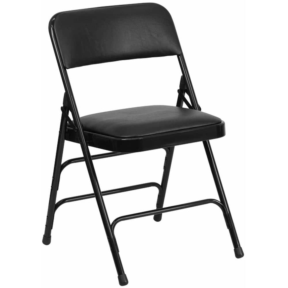 Upholstered folding metal dining chair