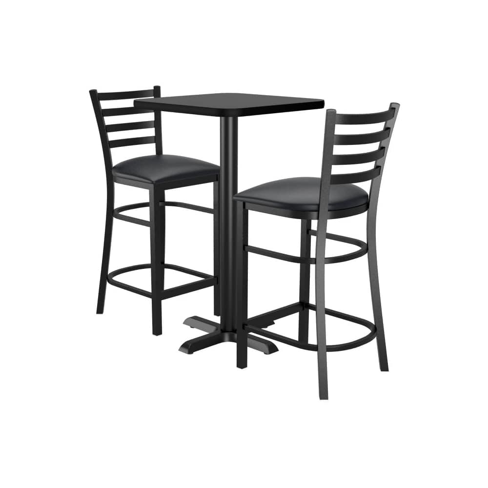 Ladder back square metal bar stool set