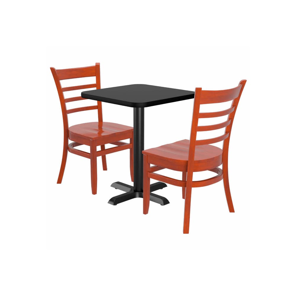 Ladder back square wood dining chair set