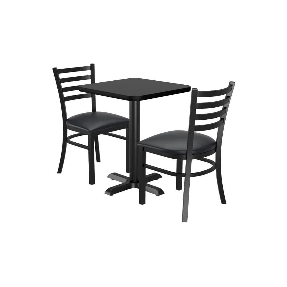 Ladder back square metal dining chair set