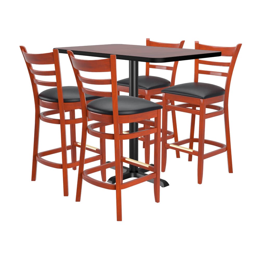 Ladder back wood bar stool set